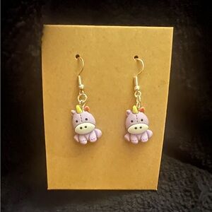 Purple Unicorn Dangle Earrings for Kids - Cute Charm Jewelry